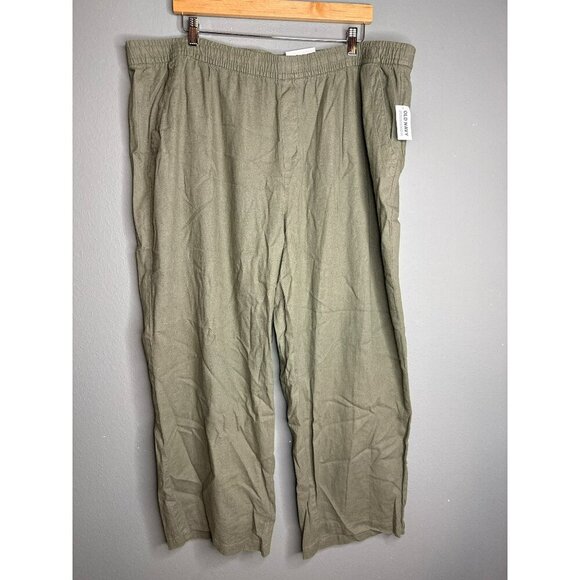 Old Navy High Rise Plus Size XXL Pull-On Linen Blend Crop Pants Pockets - Picture 8 of 15